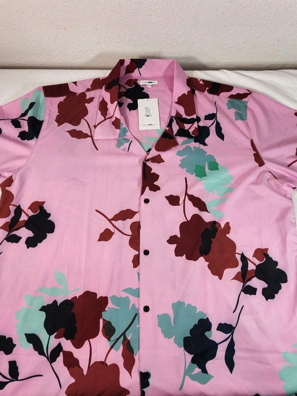 Fashion Nova Men XXXL Hawaiian Style Short Sleeve Shirt Open V-Neck NEW w Tags
